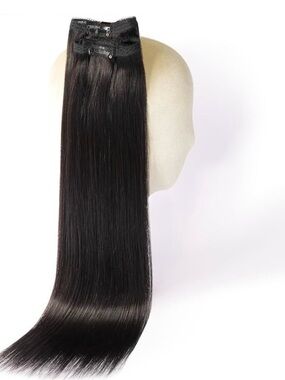 Natural Black Remy Human Hair 22 Inch Clip In Hair Extensions